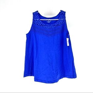 Coral Bay Women's Solid Sleeveless Lace Neckline Top - PL